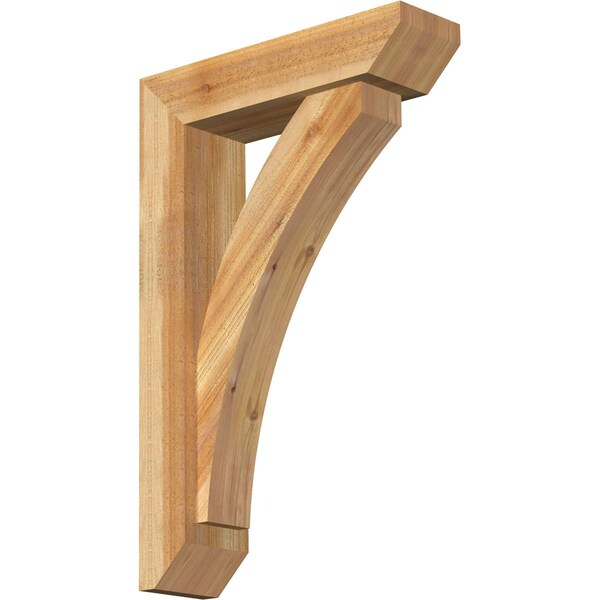 Ekena Millwork Thorton Slat Rough Sawn Bracket w/ Offset Brace, Western Red Cedar, 6"W x 22"D x 34"H BKT0604X22X34THR06RWR - main